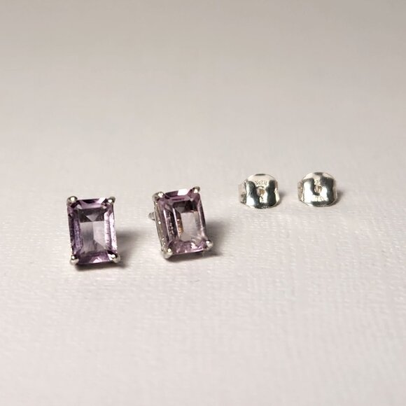 Retro Ametrine 925 3.20cts Natural Emerald Cut stud earrings - Picture 2 of 12